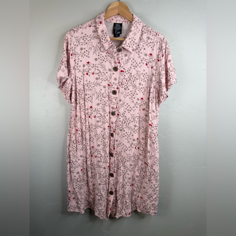 Her Universe Kiki’s Delivery Service Floral Button Front Dress Women’s XL Pink - Picture 2 of 8